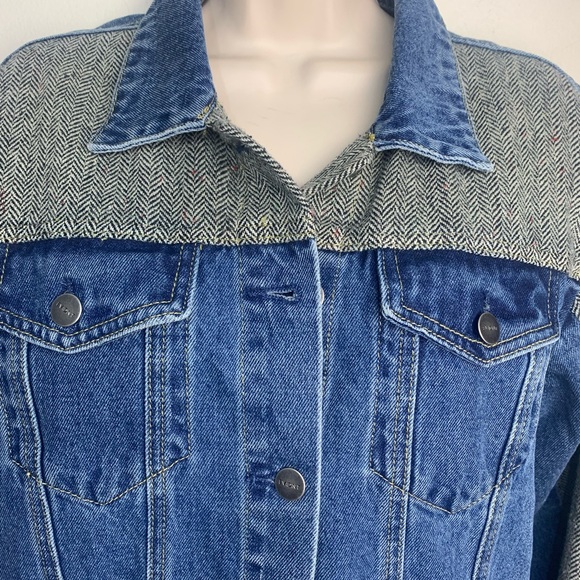 Anthropologie Evidnt LA Denim Tweed Oversized Colorblock Jacket Sz XS-M - Picture 13 of 16